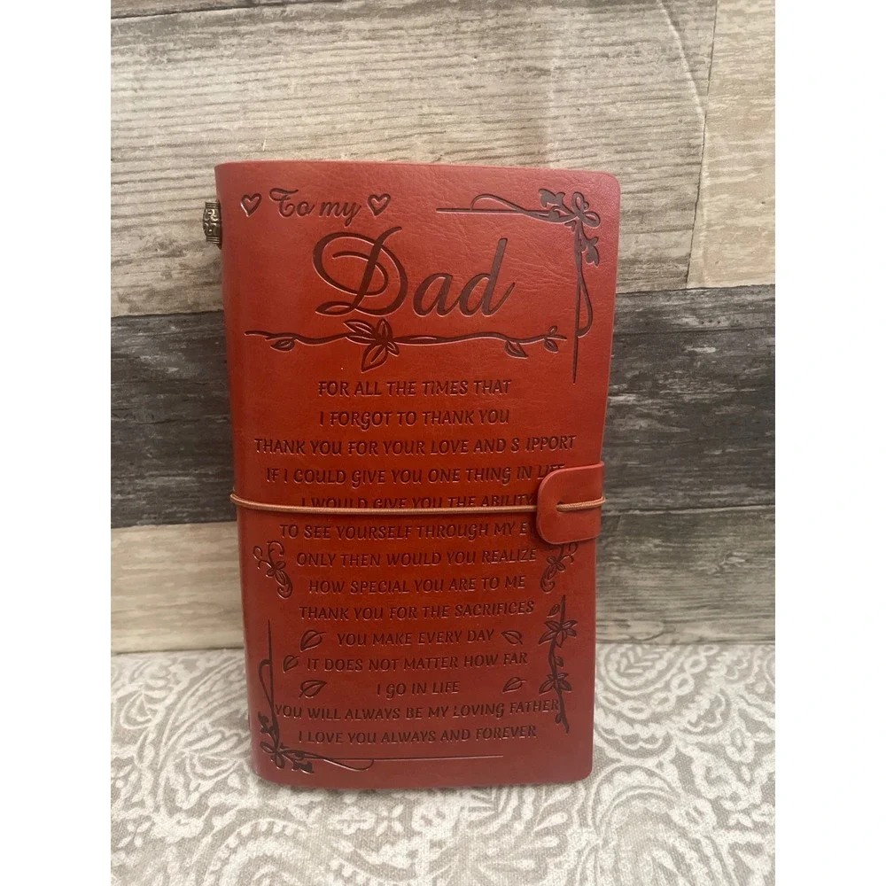 To My Dad Engraved Leather Journal Refillable Travelers Notebook Brown Gift